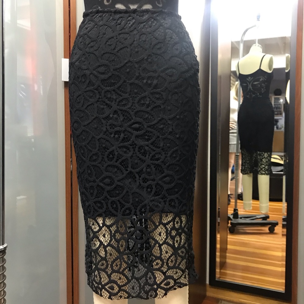 Black lace skirt.